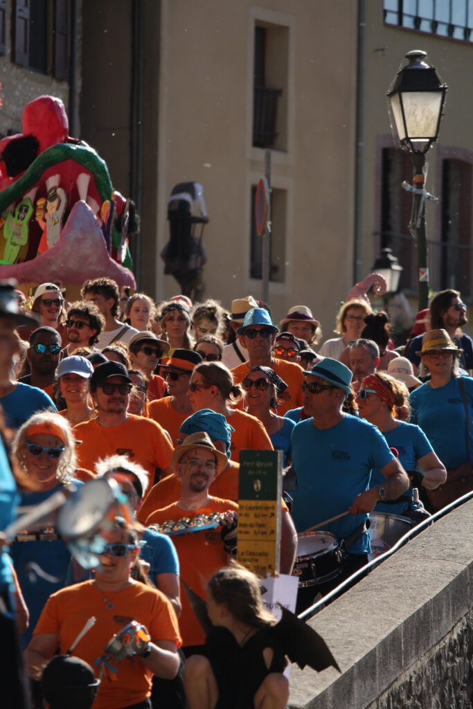 Photo du carnaval de Pont-en-Royans 2026 en Isère, montrant une scène de fête avec des participants costumés dans une ambiance conviviale.